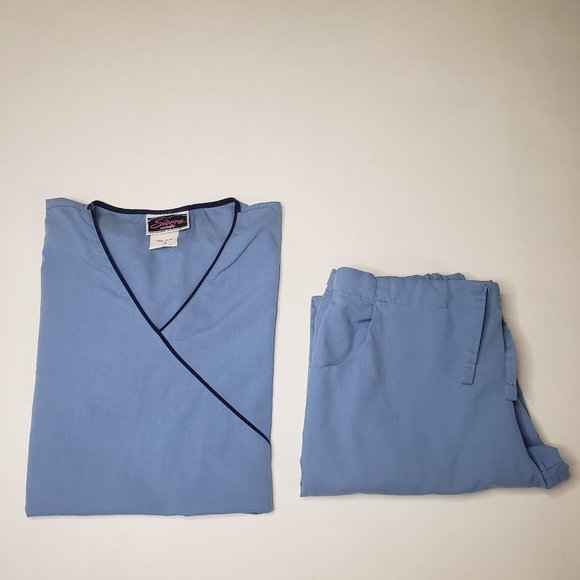 Sierra Scrubs Ceil Blue Scrub Set XSP - Picture 1 of 5